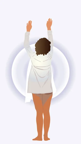 She raised her hands in the jacket to the top — Stock Vector