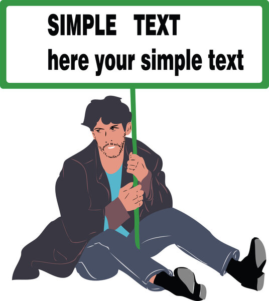 Man sitting on the floor with a poster in hands