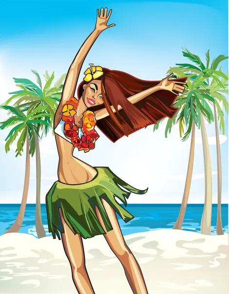 Hawaï fille heureuse — Image vectorielle
