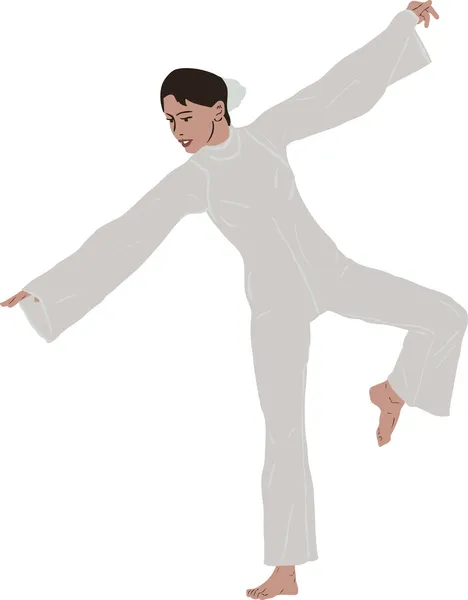 Девушка в танцевальной позе на одной ноге — стоковый вектор