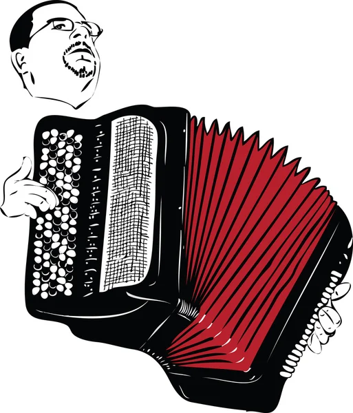 Uma imagem músico masculino tocando o acordeão — Vetor de Stock