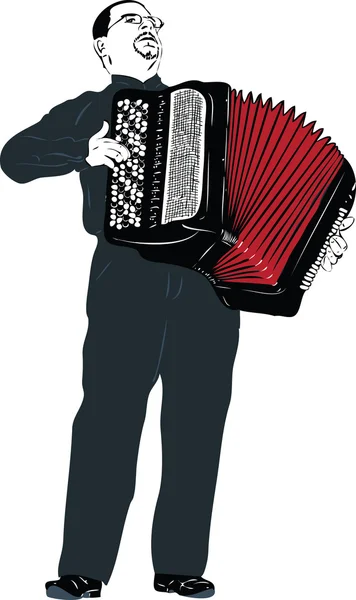 A image male musician playing the accordion — Stock Vector