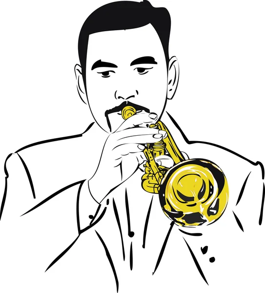 Immagine musicista maschile suonare il tubo di rame — Vettoriale Stock
