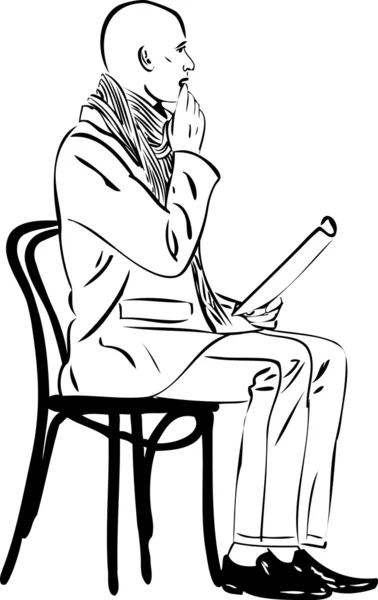 Εικόνα φαλακρός άνδρας διαβάζει σε μια καρέκλα — Διανυσματικό Αρχείο