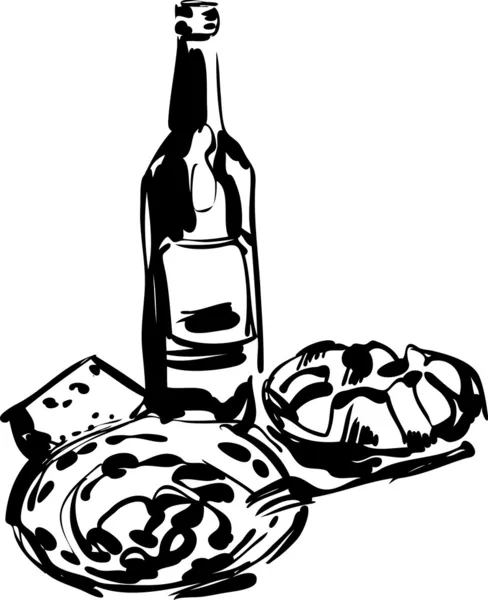 Вечеря з пляшкою вина — стоковий вектор