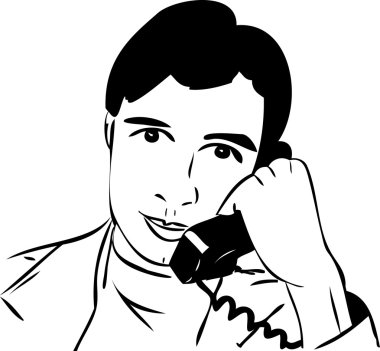 Sketch of a guy talking on the phone clipart