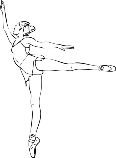 Ballerina in arabesque positie in de — Stockvector