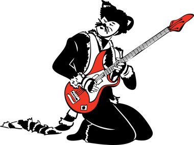 Cat actor plays the electric guitar clipart