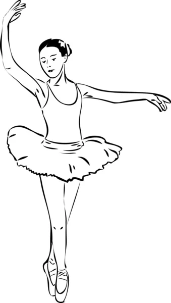 Boceto de una bailarina bailando en punta — Vector de stock