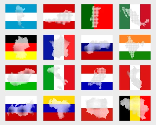 Set of flags with maps — Stock Photo, Image