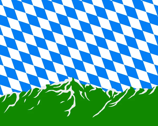 Montagnes avec drapeau de Bavière — Photo