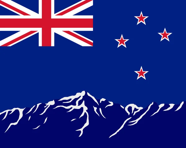 Mountains with flag of New Zealand — Stock Photo, Image