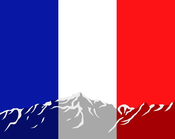 Montanhas com bandeira da França — Fotografia de Stock