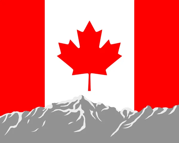 Kanada bayrağı ile Dağları — Stok fotoğraf