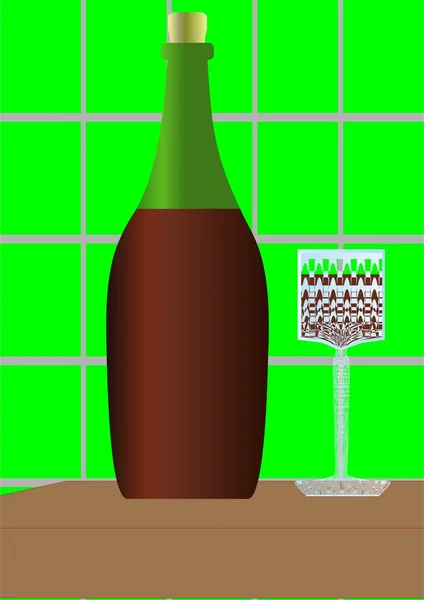 Une bouteille de vin. — Image vectorielle