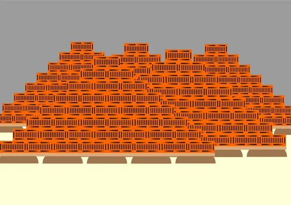 Pallets with a brick. — Stock Vector