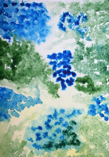 Acuarela abstracta flores azules fondo sobre textura de papel — Foto de Stock