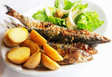 Grilled portugal sardine fish clipart