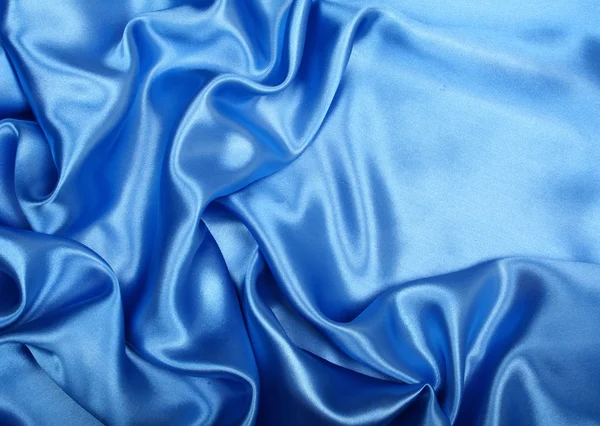 Smooth elegant blue silk can use as background — Stock Photo, Image