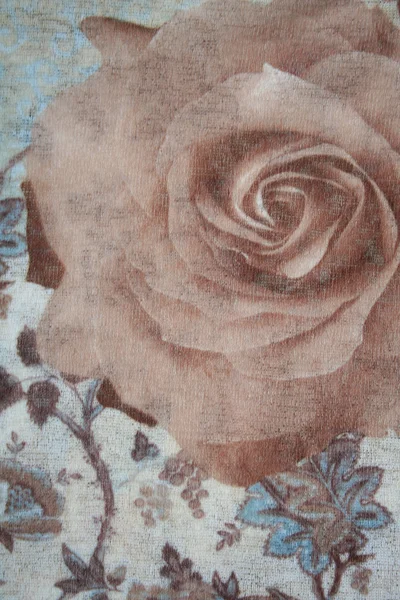 Σχέδιο με τριαντάφυλλο σε ένα ύφασμα ως φόντο — Φωτογραφία Αρχείου