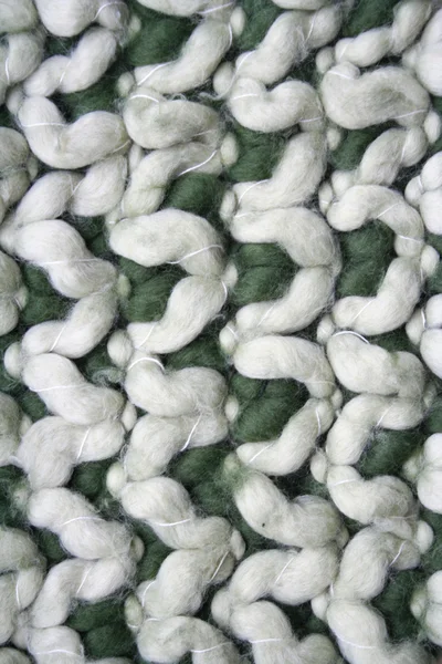 Green and white knitted wool background — Stock Photo, Image