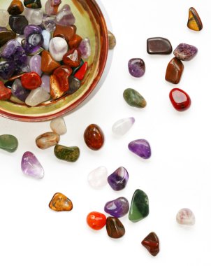 Semiprecious stones on white background clipart