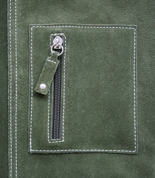 Bolsillo en piel verde textura como fondo — Foto de Stock