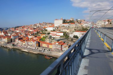 Portugal. Porto city. View of Douro river embankment in the morn clipart