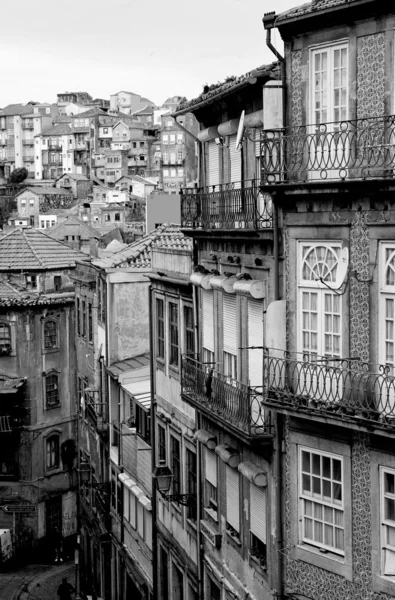 Portugal. Porto city in black and white — Stock Photo, Image