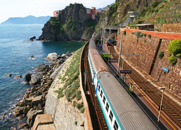 Italie. Cinque Terre. Train à la gare Manarola — Photo