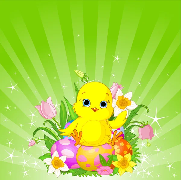 Beautiful Easter chick background — Stock Vector