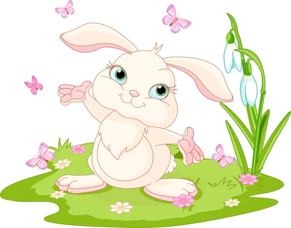 复活节兔子和蝴蝶 — 图库矢量图片