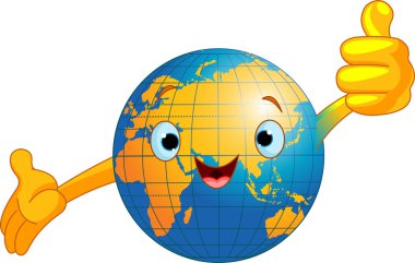 World globe character clipart