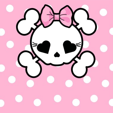 Cute Skull with bow clipart