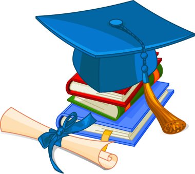 Graduation cap and diploma clipart