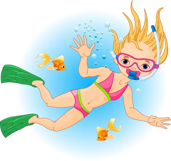 Meisje zwemmen onder water — Stockvector