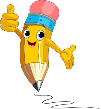 Pencil Character giving thumbs up