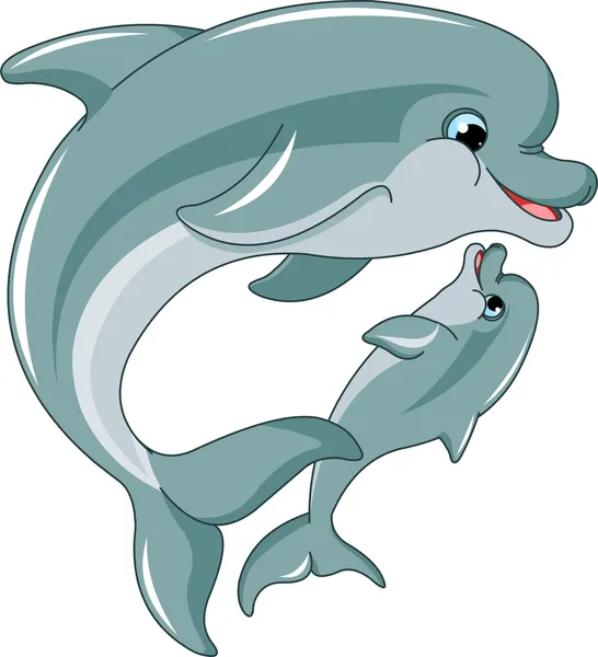 Dolphin madre e bambino — Vettoriale Stock