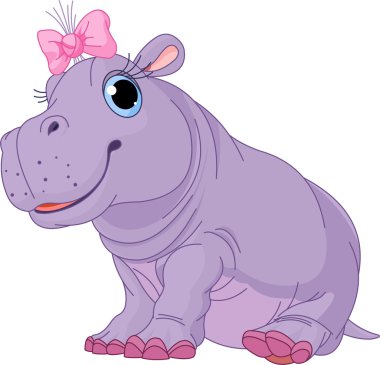 Cartoon baby Hippo girl clipart