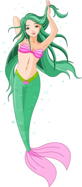 Mermaid Girl under the sea — Stock Vector