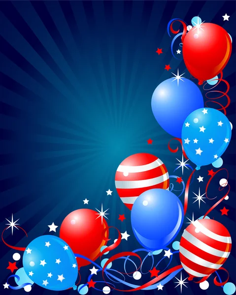 Balloons card for Fourth of July — Stock Vector
