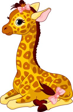 Giraffe Calf with bow clipart