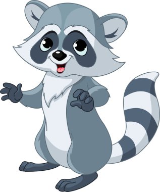 Funny cartoon raccoon clipart