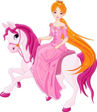 Princess riding horse clipart