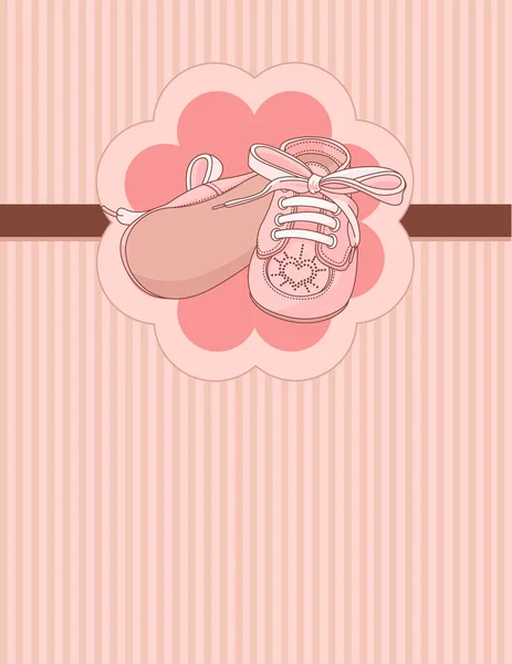 Rose chaussures de bébé place carte — Image vectorielle