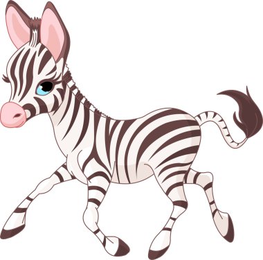 Cute running baby Zebra clipart