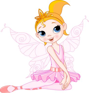 Cute fairy ballerina sitting clipart