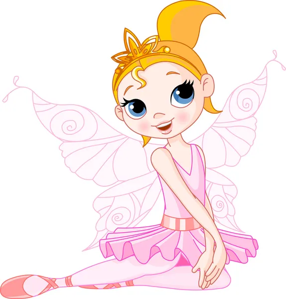 Schattig fairy ballerina zitten — Stockvector