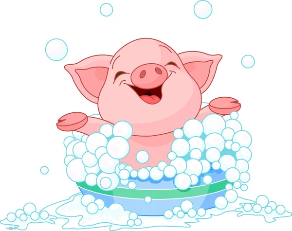 小猪洗澡 — 图库矢量图片