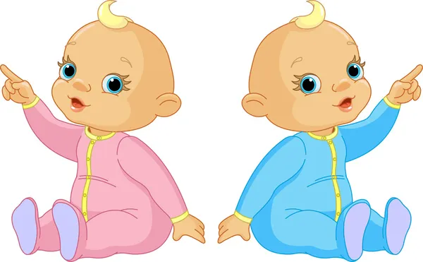 Two Babies pointing — Stok Vektör